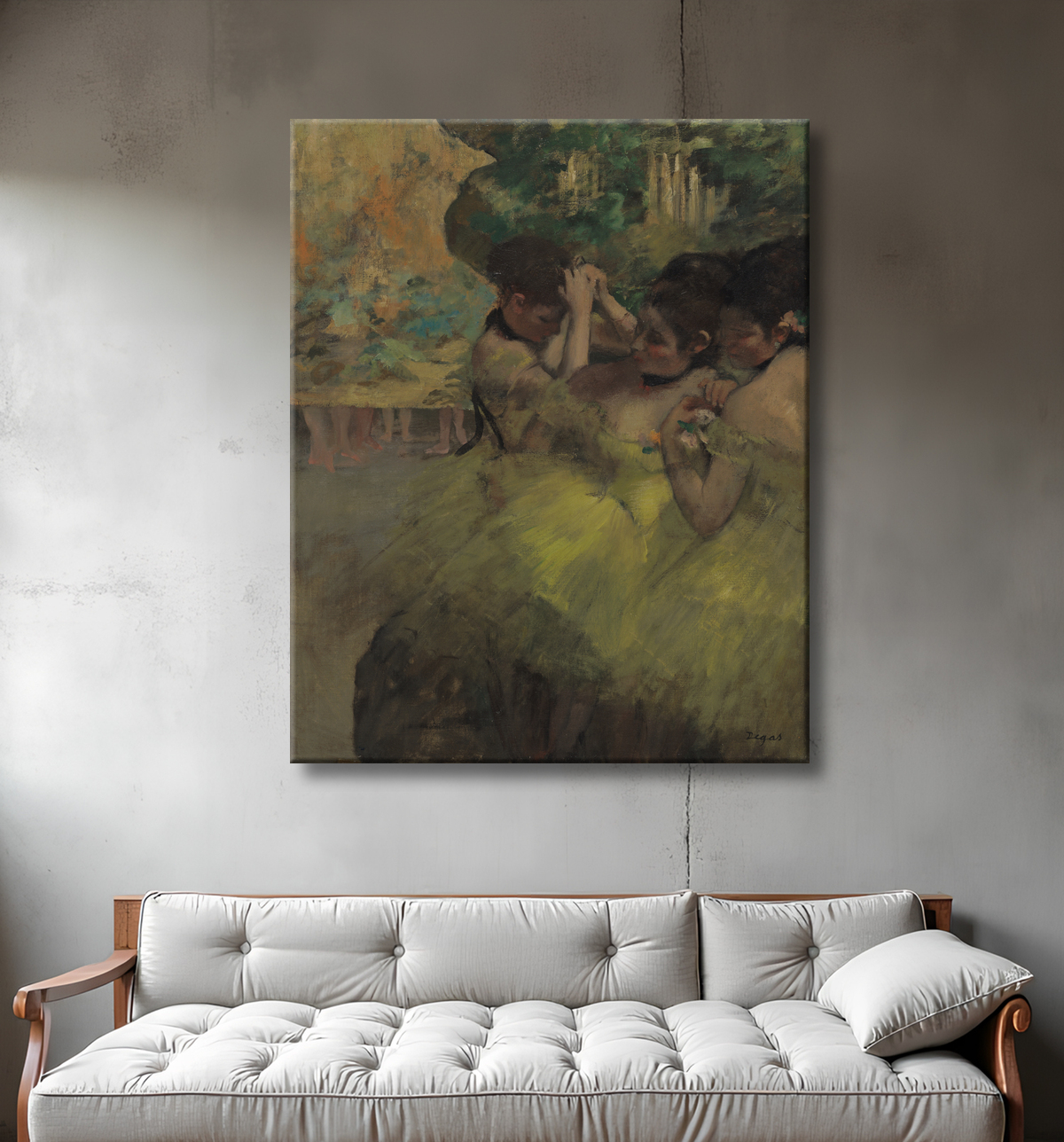 Reproduction Danseurs jaunes (dans les ailes) de Hilaire Germain Edgar Degas avec decor