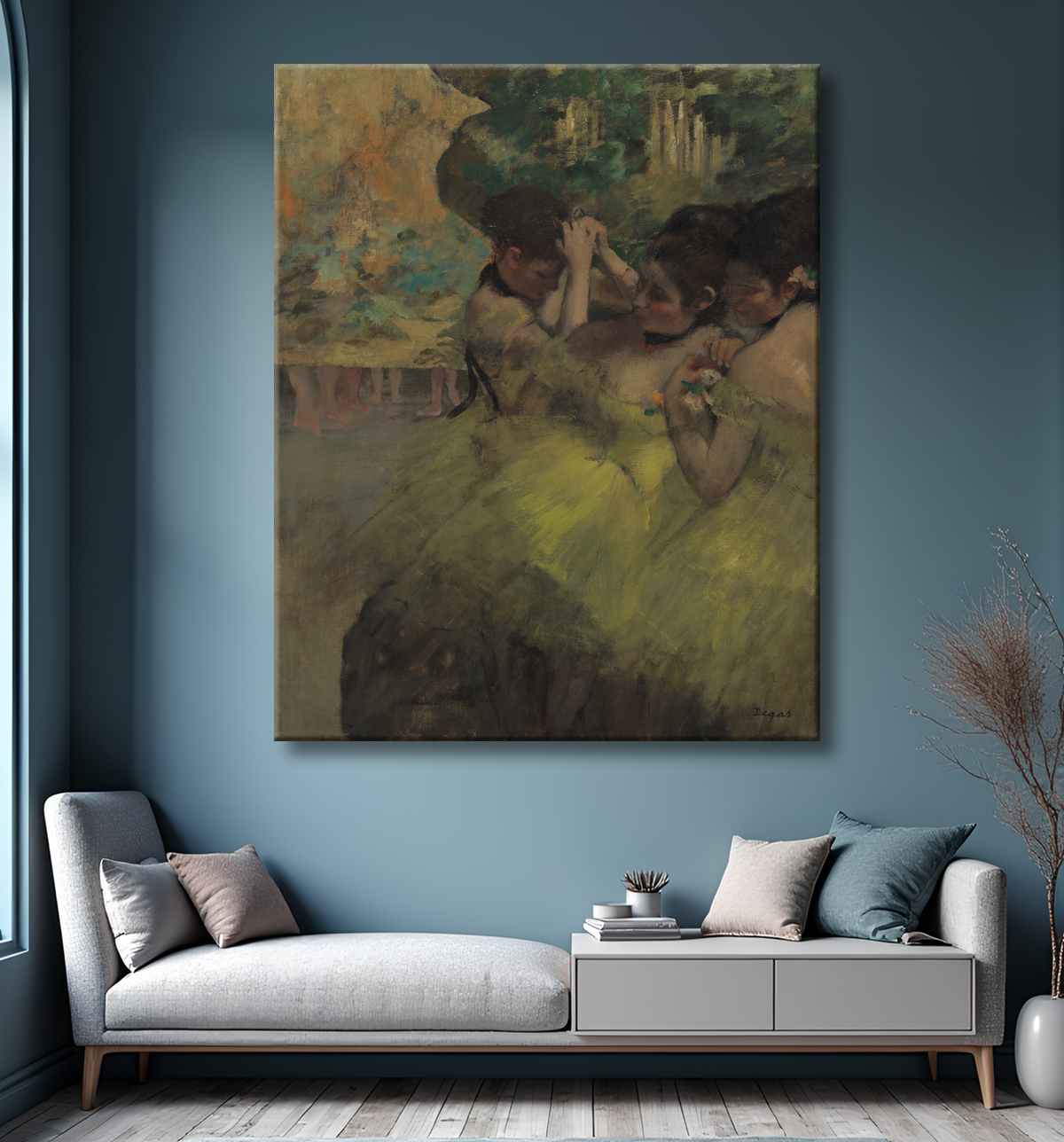 Reproduction Danseurs jaunes (dans les ailes) de Hilaire Germain Edgar Degas avec decor