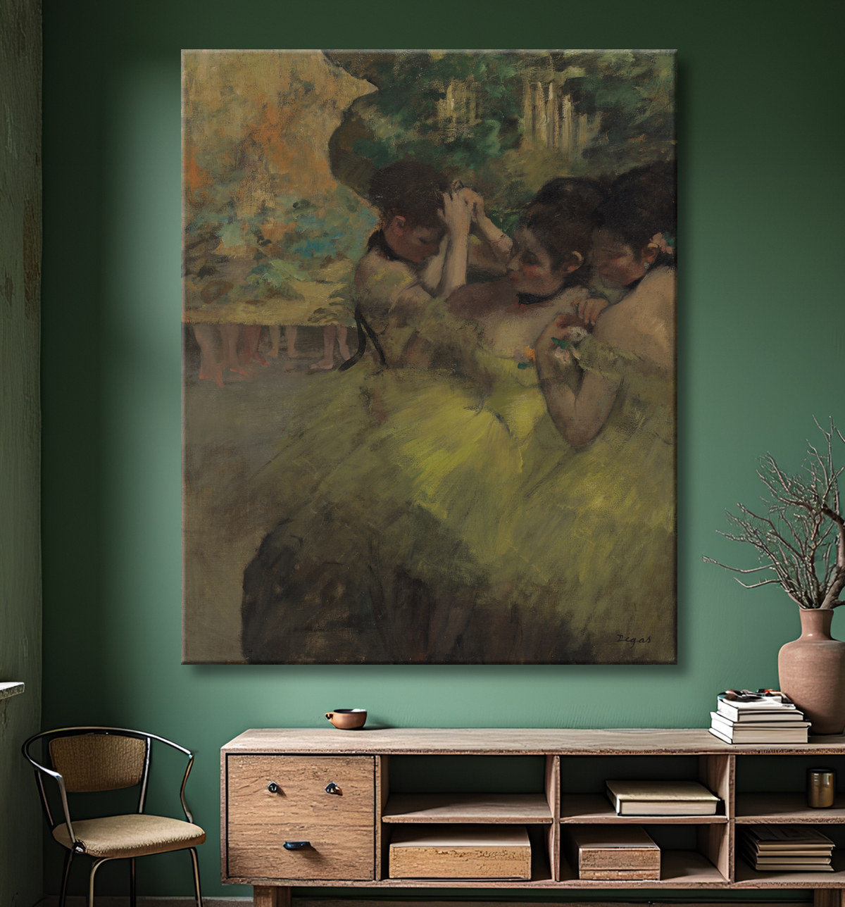 Reproduction Danseurs jaunes (dans les ailes) de Hilaire Germain Edgar Degas avec decor