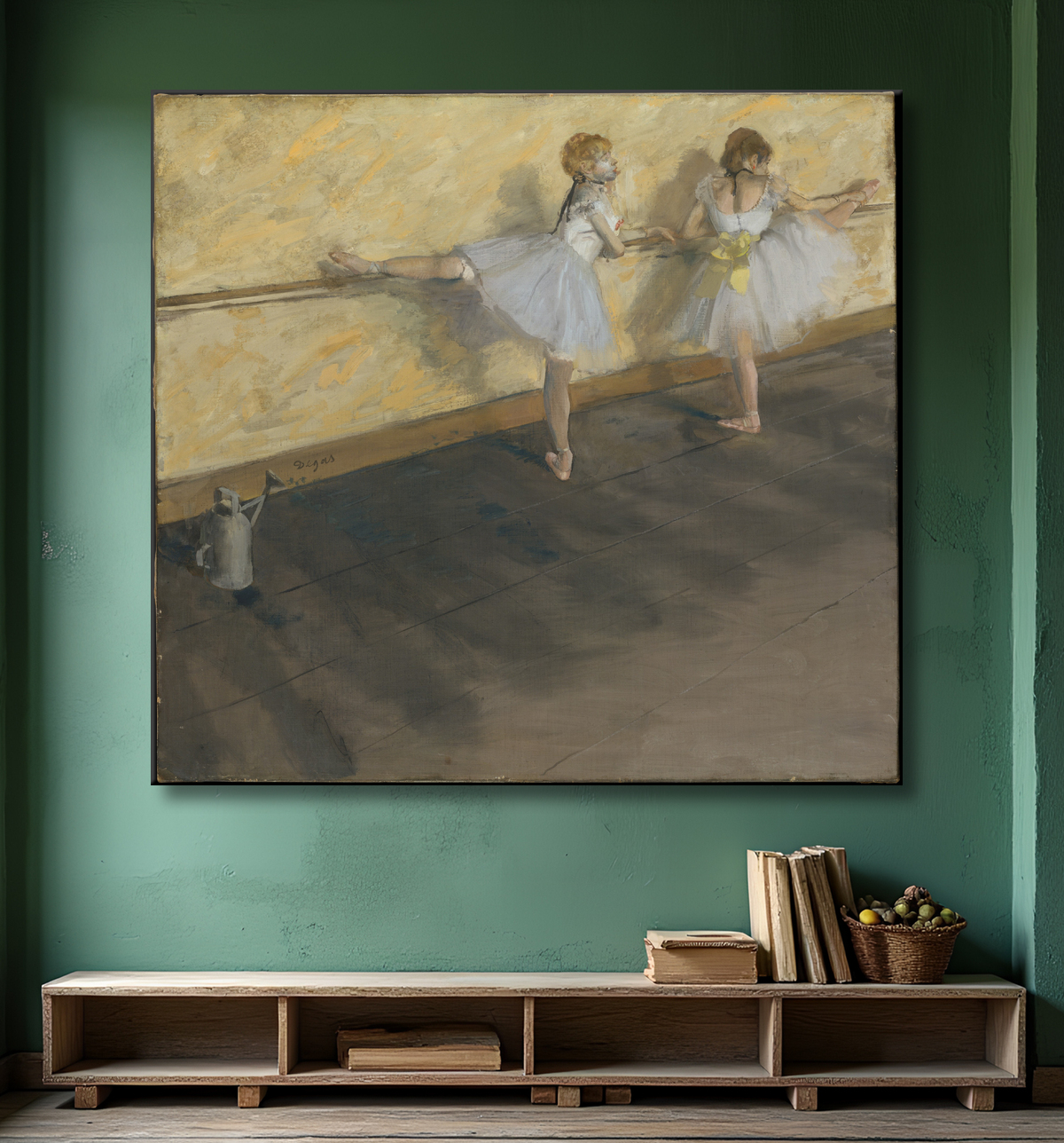 Reproduction Danseurs s'exerçant à la barre de Edgar Degas avec decor