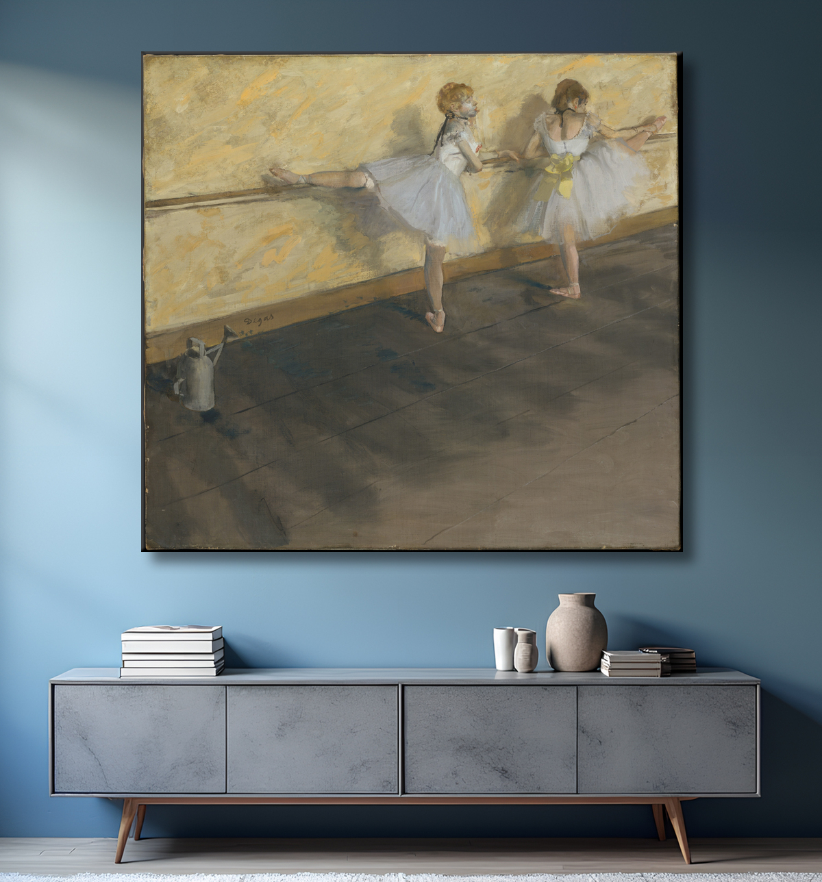 Reproduction Danseurs s'exerçant à la barre de Edgar Degas avec decor