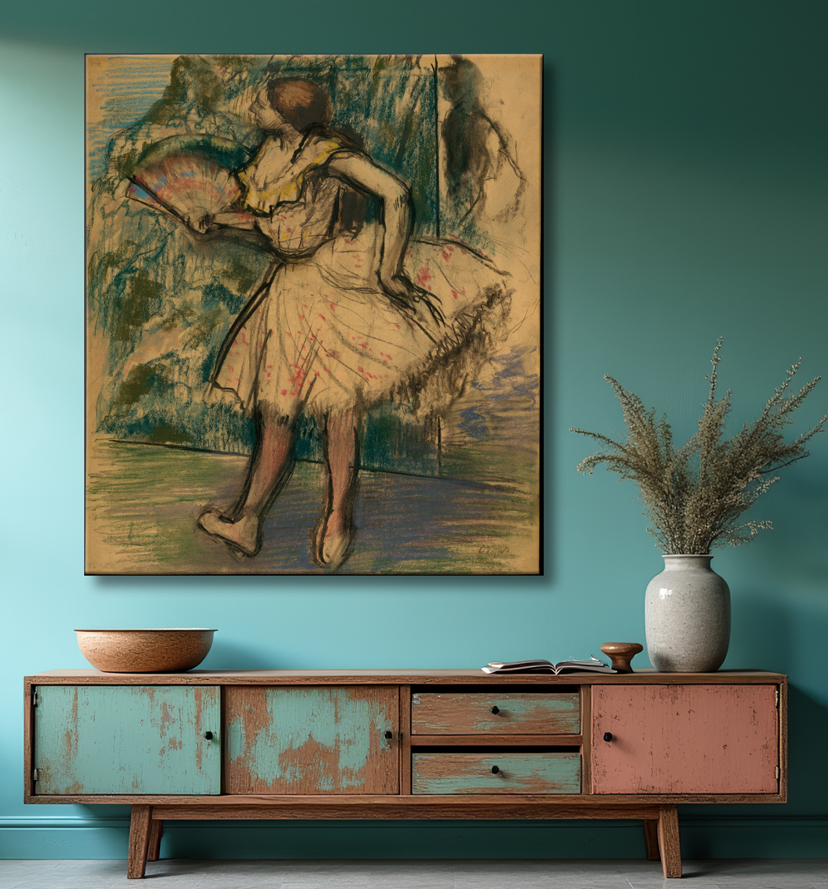 Reproduction Danseuse avec un éventail de Edgar Degas avec decor
