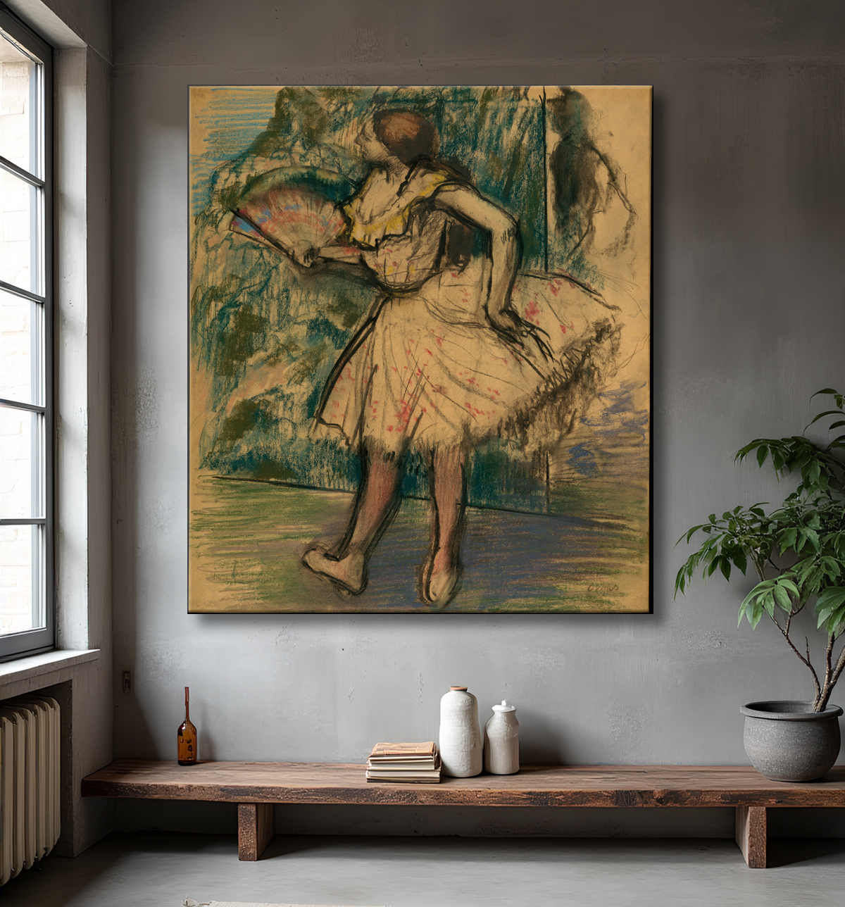 Reproduction Danseuse avec un éventail de Edgar Degas avec decor