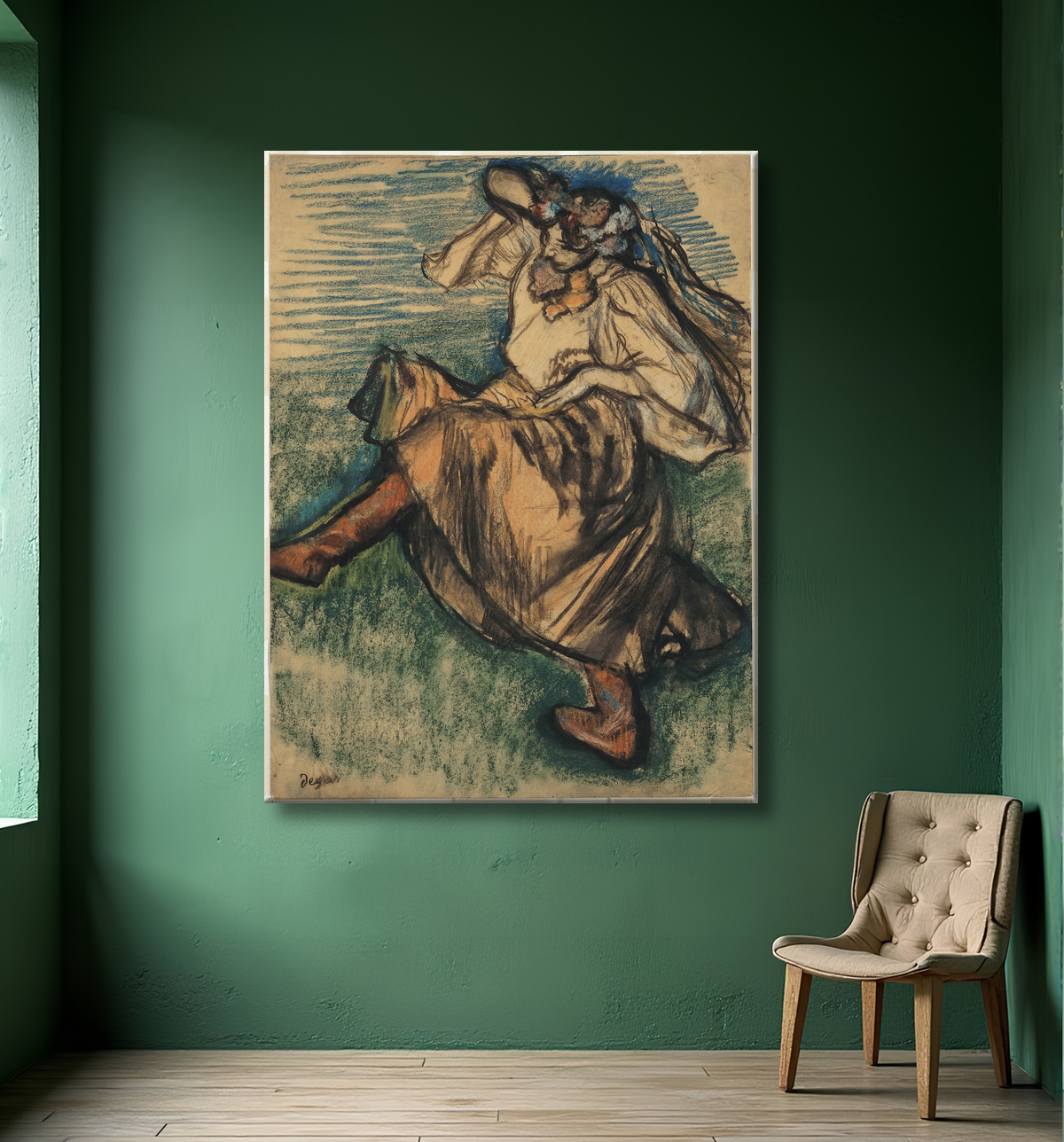Reproduction danseuse russe de Edgar Degas avec decor