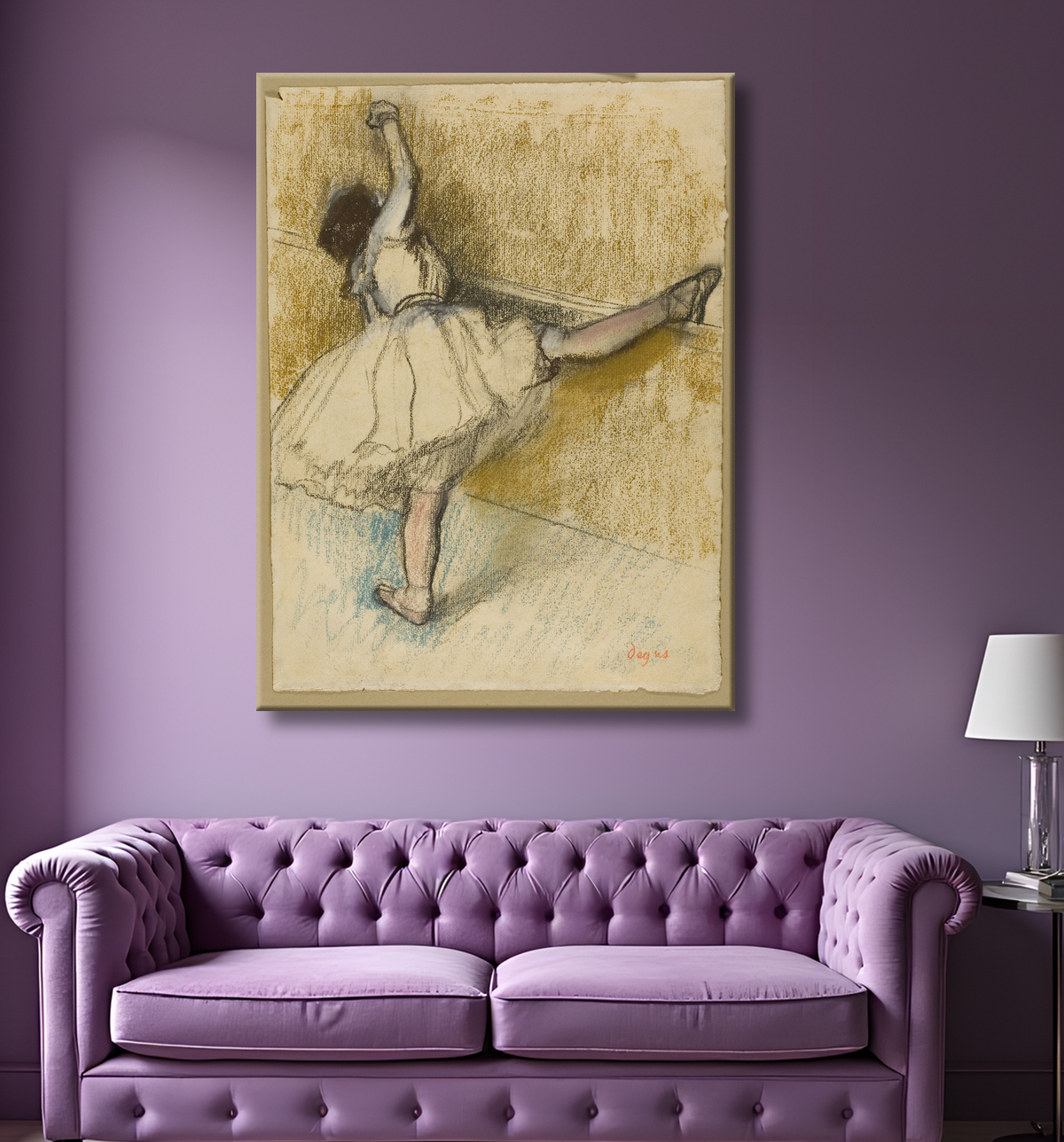 Reproduction Danseuse s'étirant au bar de Hilaire Germain Edgar Degas avec decor