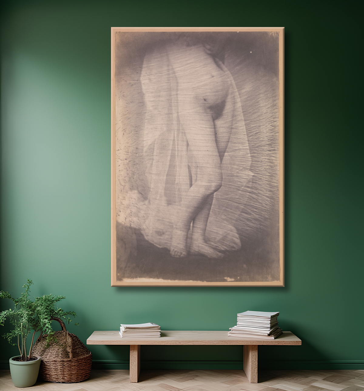 Reproduction [Debout nu féminin] de Unknown avec decor