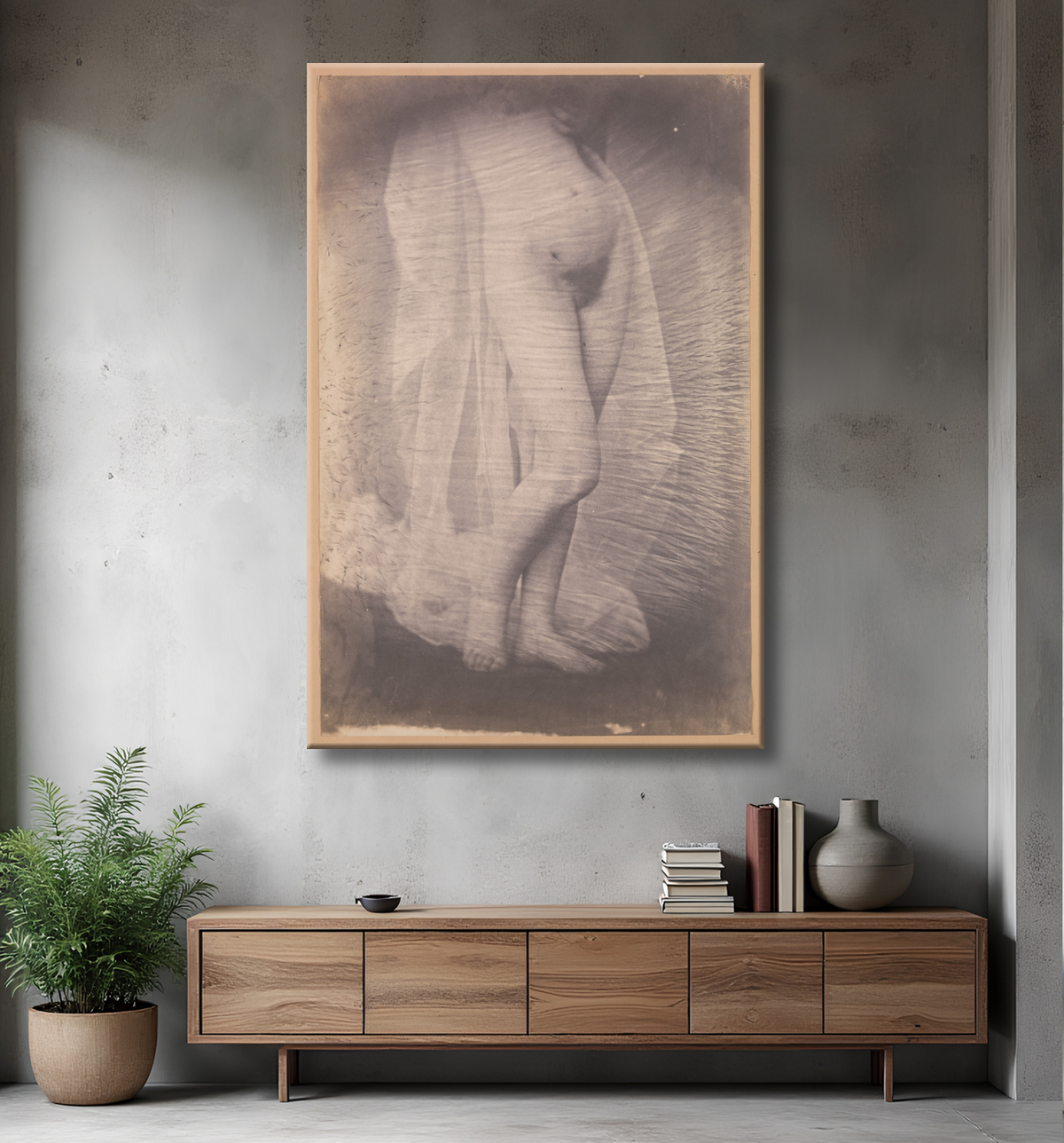 Reproduction [Debout nu féminin] de Unknown avec decor