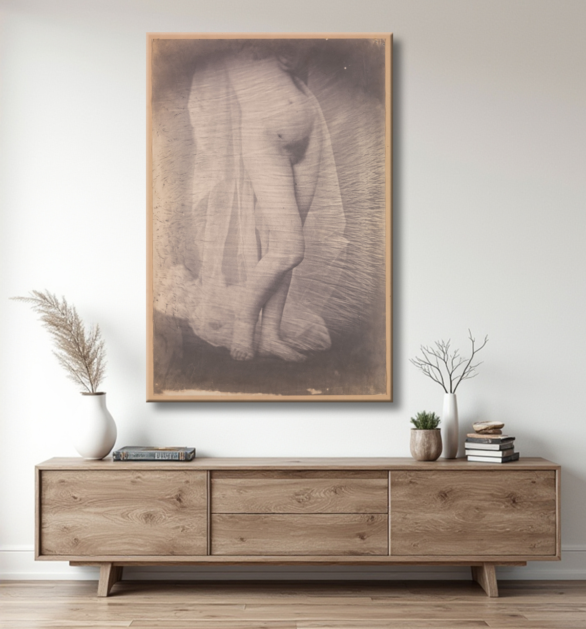 Reproduction [Debout nu féminin] de Unknown avec decor