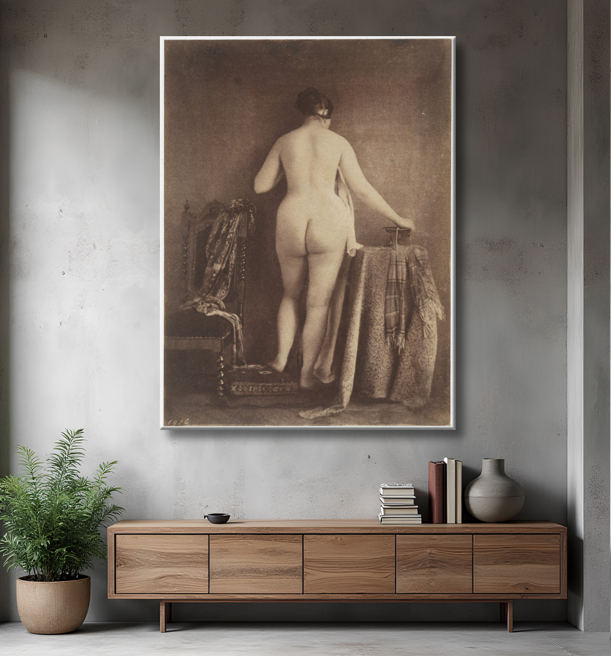 Reproduction [Debout nu féminin] de Julien Vallou de Villeneuve avec decor