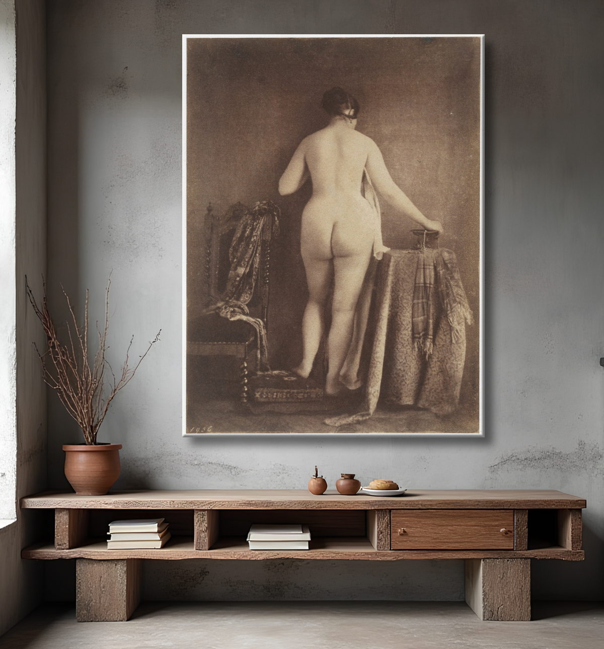 Reproduction [Debout nu féminin] de Julien Vallou de Villeneuve avec decor