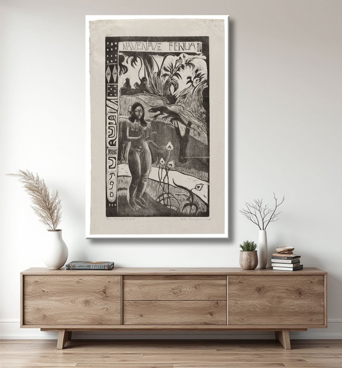 Reproduction Delightful Land, de la Noa Noa Suite de Paul Gauguin avec decor