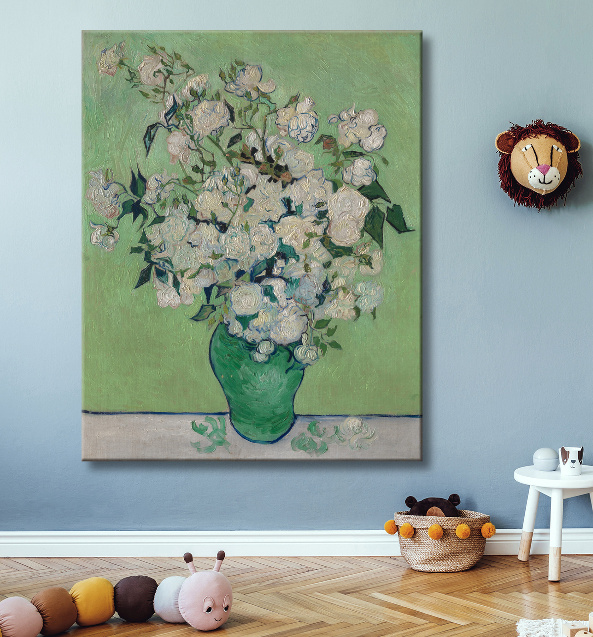 Reproduction Des roses de Vincent van Gogh avec decor