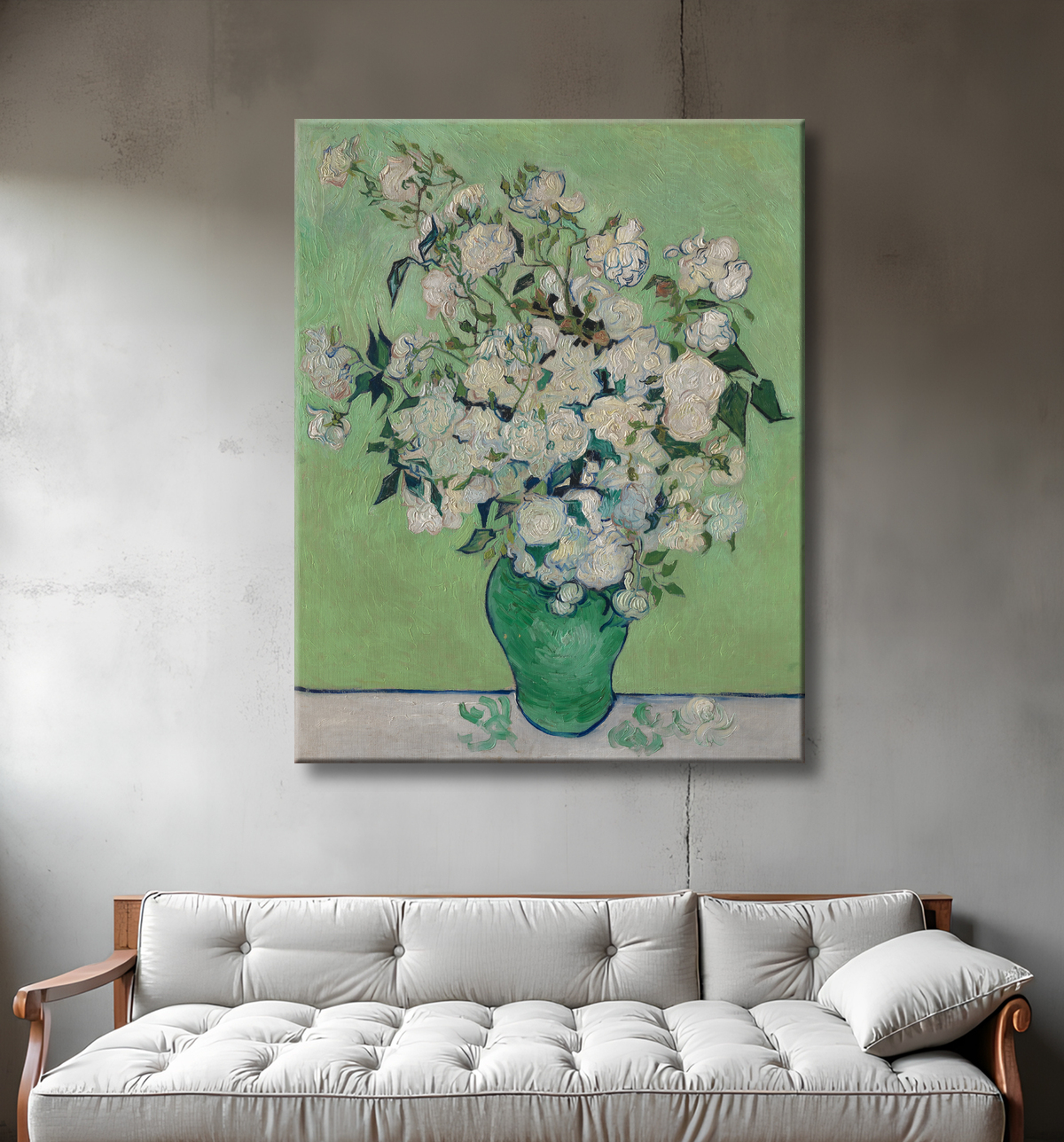 Reproduction Des roses de Vincent van Gogh avec decor