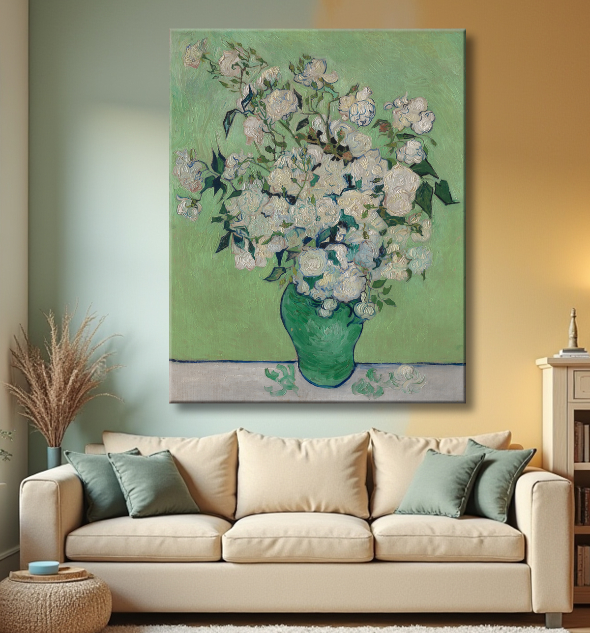 Reproduction Des roses de Vincent van Gogh avec decor