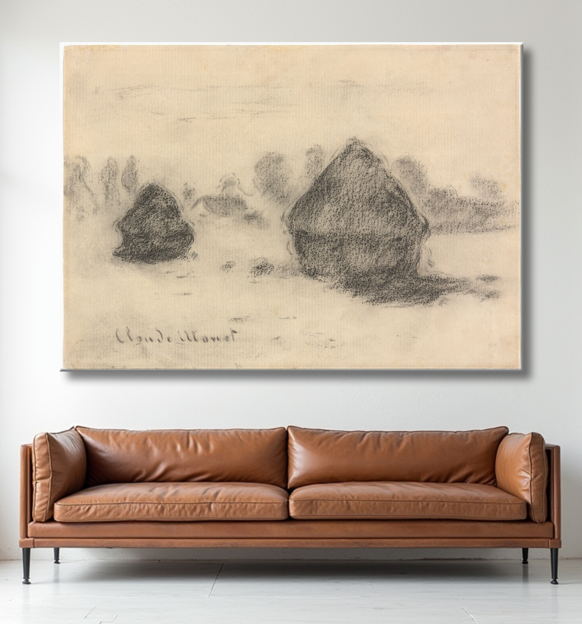 Reproduction Des tas de blé de Claude Monet avec decor