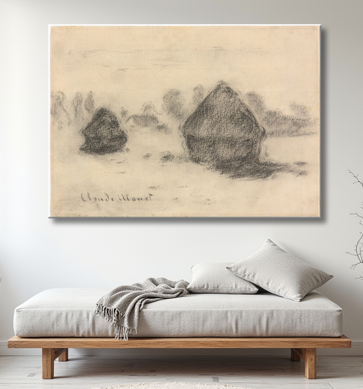 Reproduction Des tas de blé de Claude Monet avec decor
