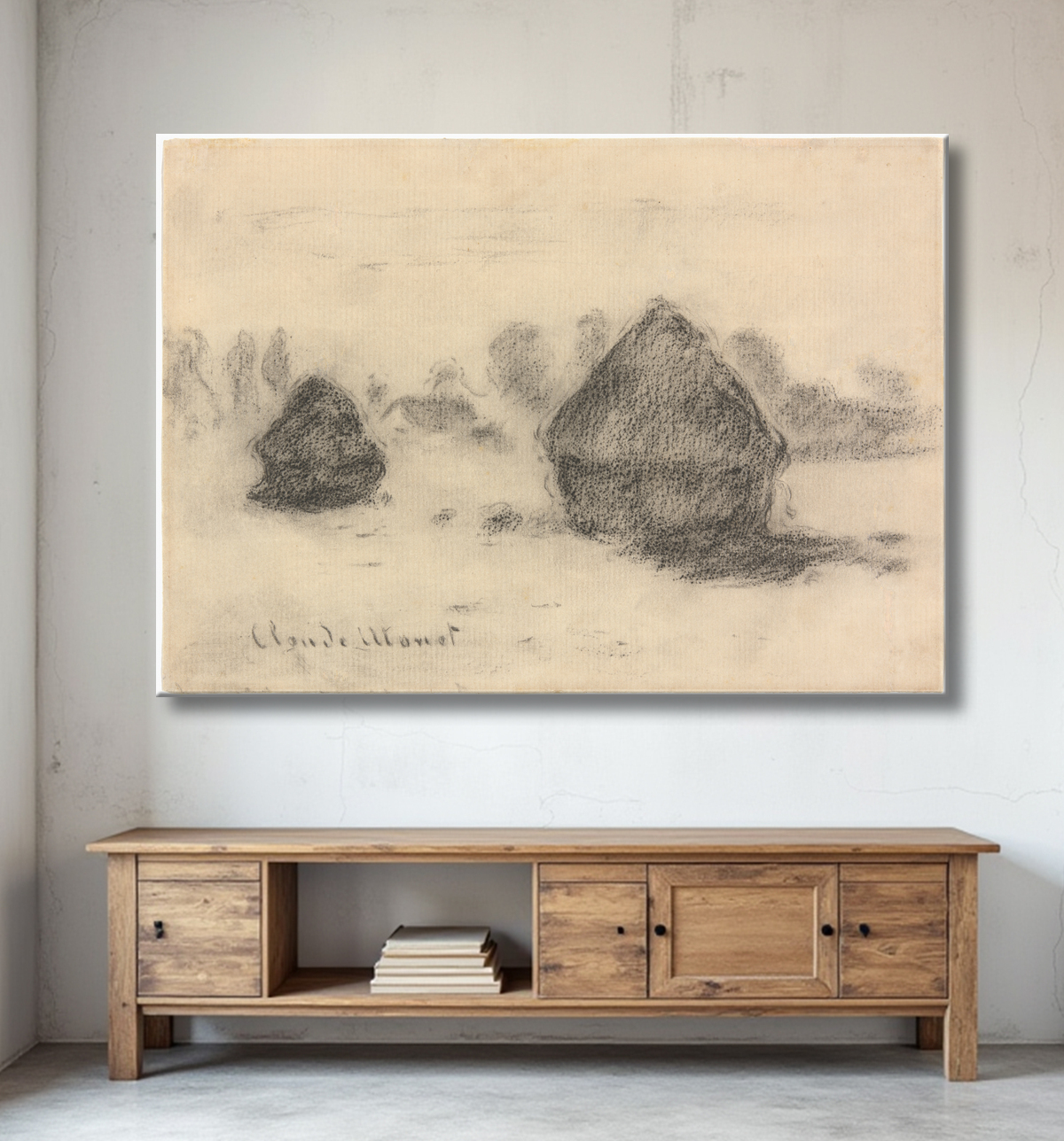 Reproduction Des tas de blé de Claude Monet avec decor