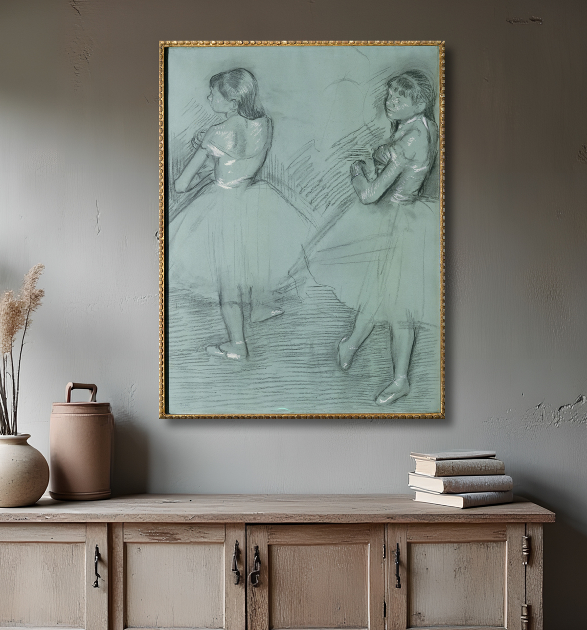 Reproduction Deux danseurs de Edgar Degas avec decor