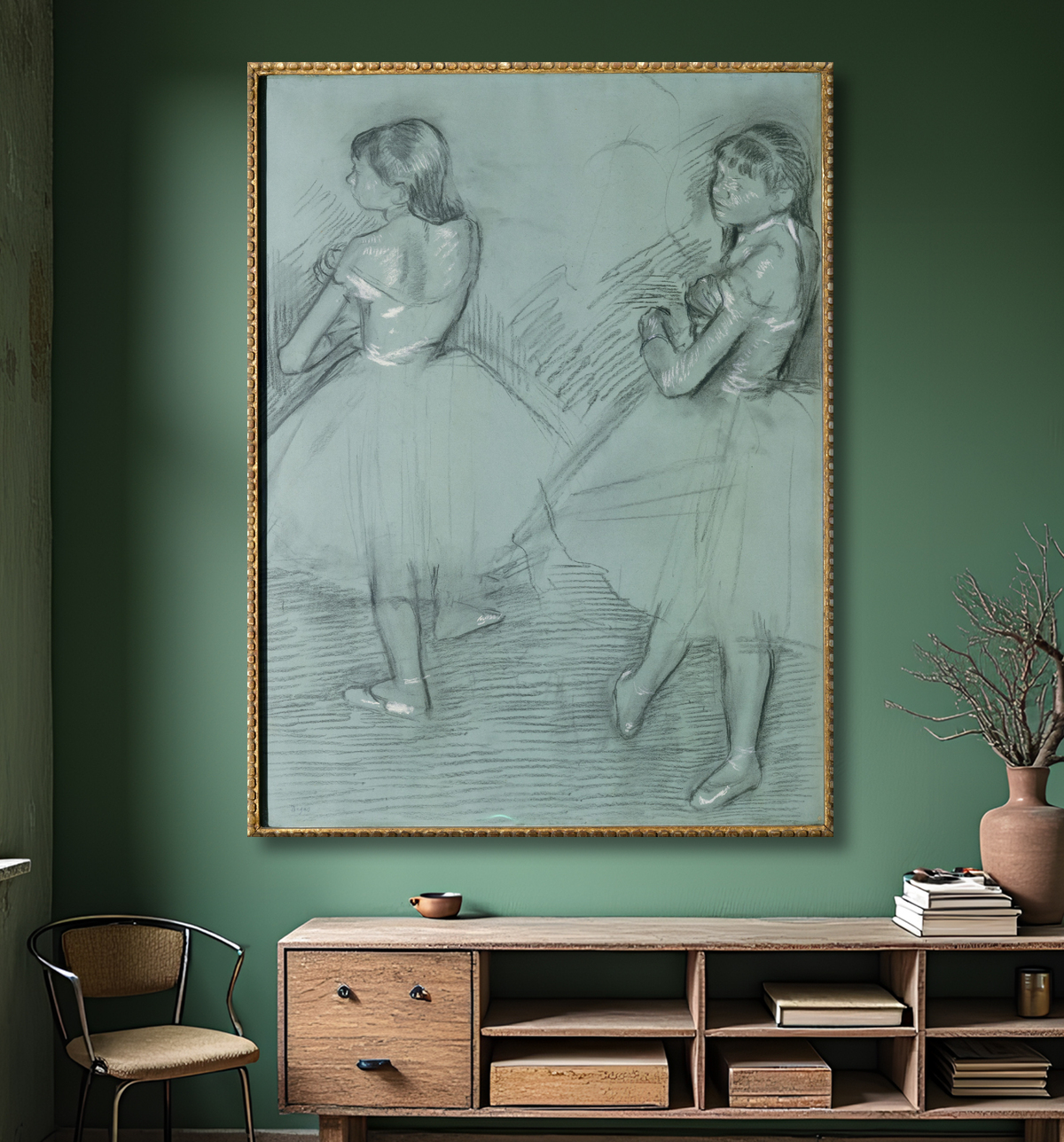 Reproduction Deux danseurs de Edgar Degas avec decor