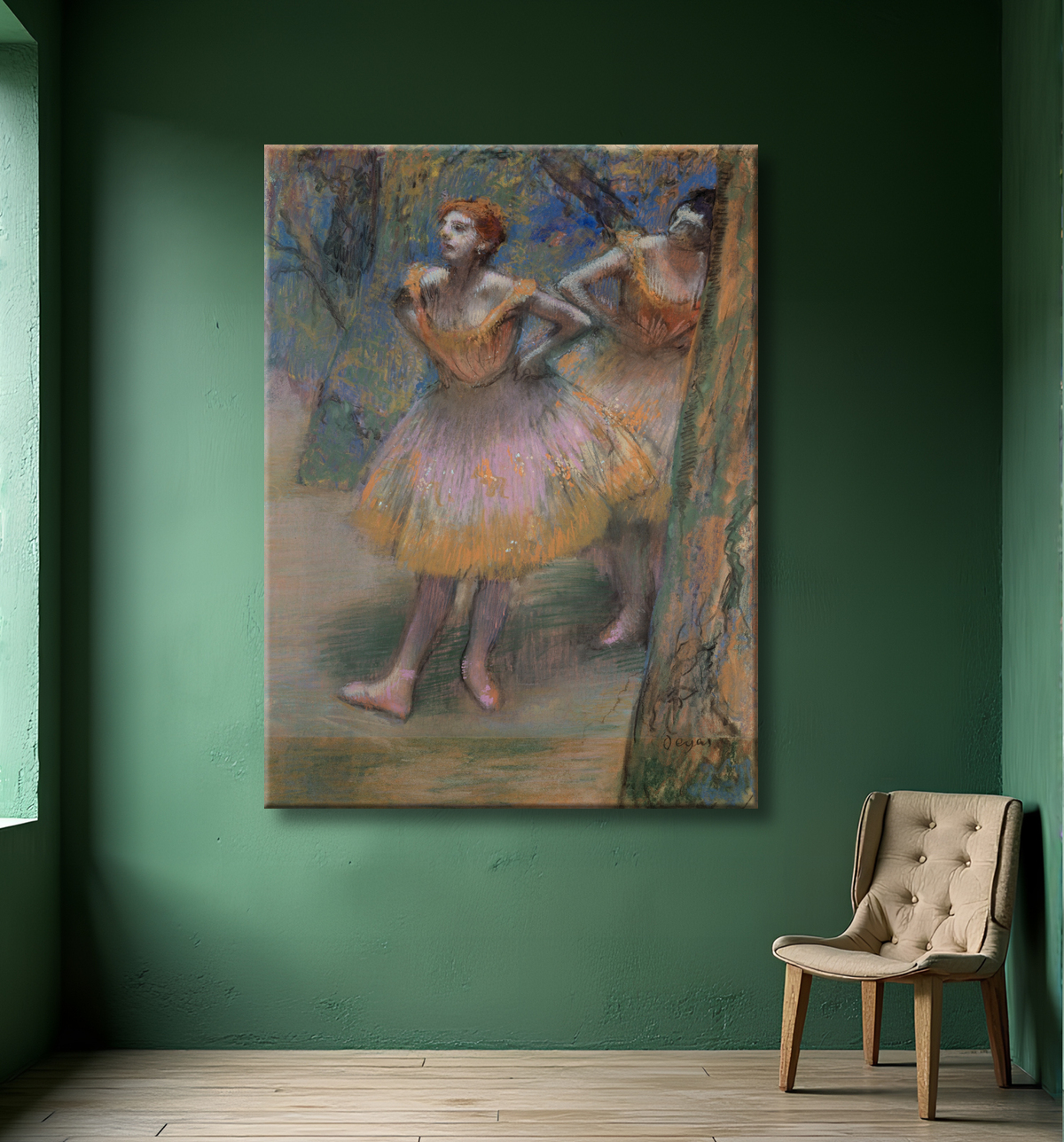 Reproduction Deux danseurs de Hilaire Germain Edgar Degas avec decor