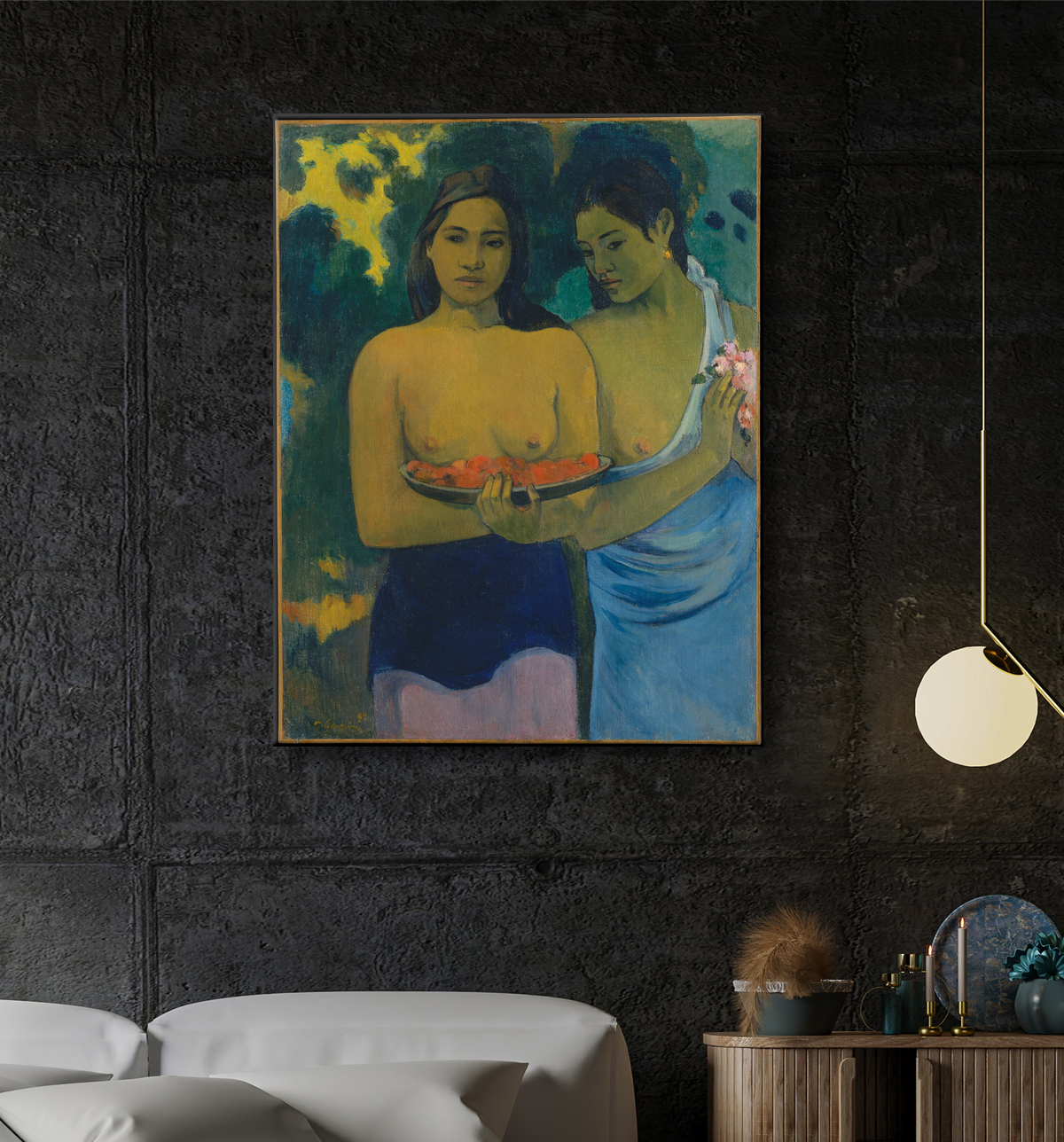 Reproduction Deux femmes tahitiennes de Paul Gauguin avec decor