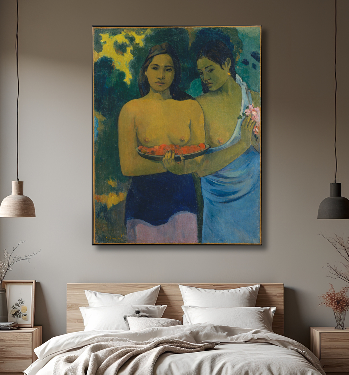 Reproduction Deux femmes tahitiennes de Paul Gauguin avec decor