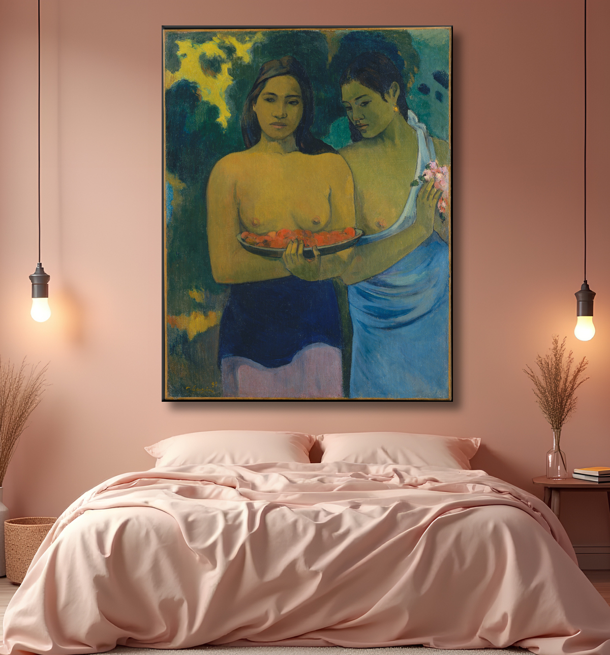 Reproduction Deux femmes tahitiennes de Paul Gauguin avec decor