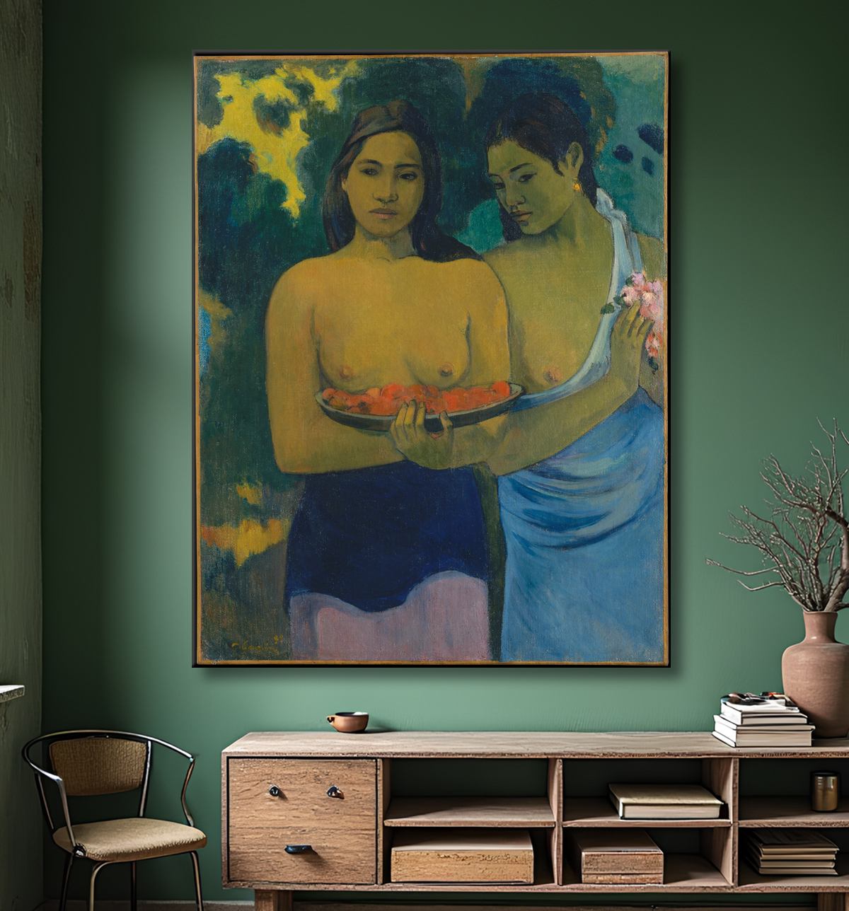 Reproduction Deux femmes tahitiennes de Paul Gauguin avec decor