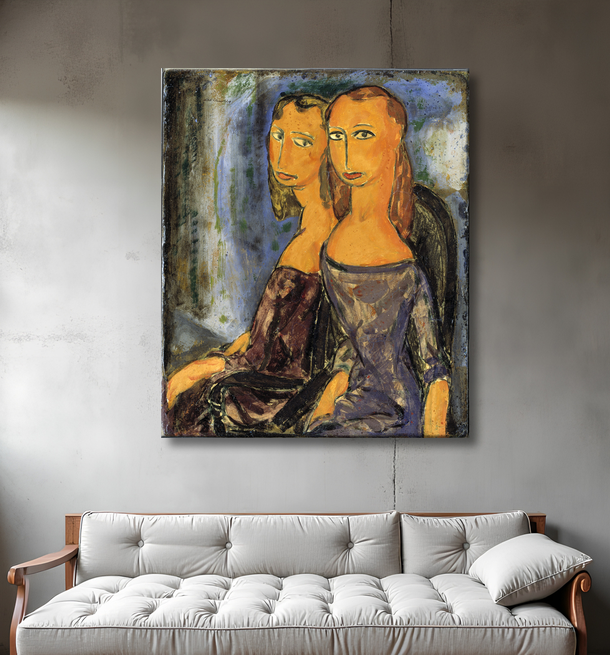 Reproduction Deux femmes de Alfred H. Maurer, born New York City 1868-died New York City 1932 avec decor