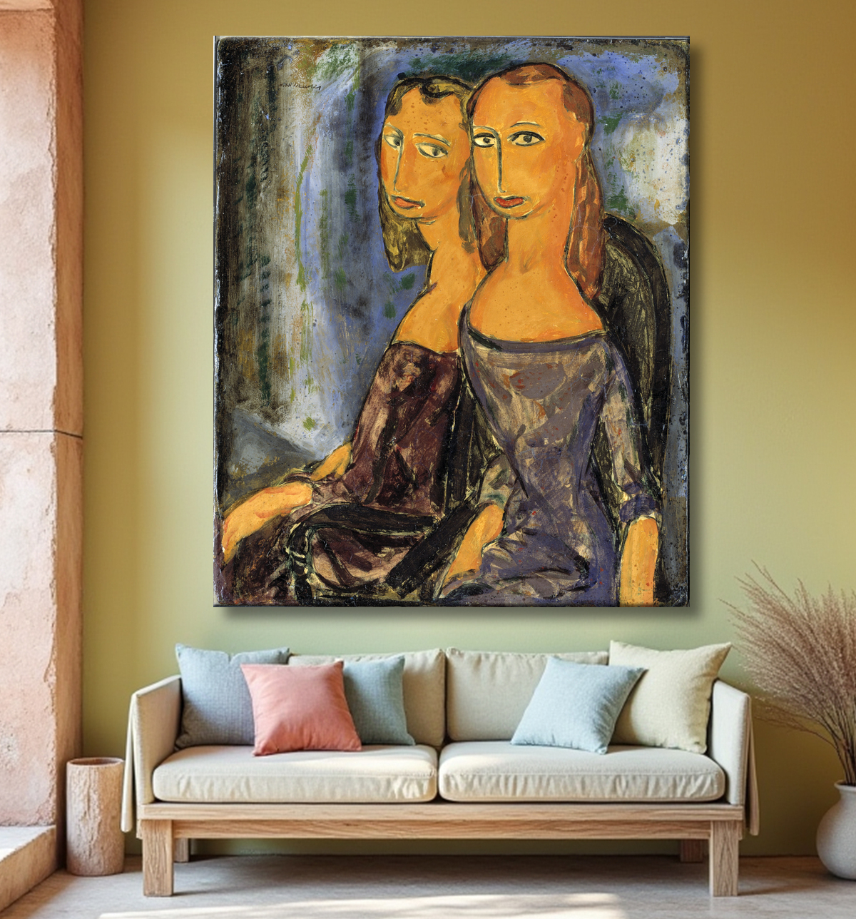 Reproduction Deux femmes de Alfred H. Maurer, born New York City 1868-died New York City 1932 avec decor