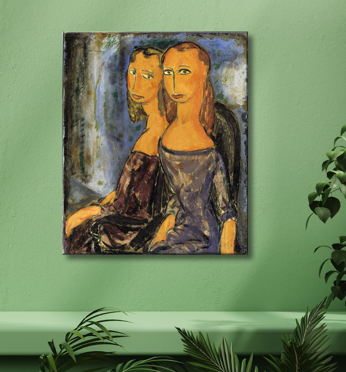 Reproduction Deux femmes de Alfred H. Maurer, born New York City 1868-died New York City 1932 avec decor