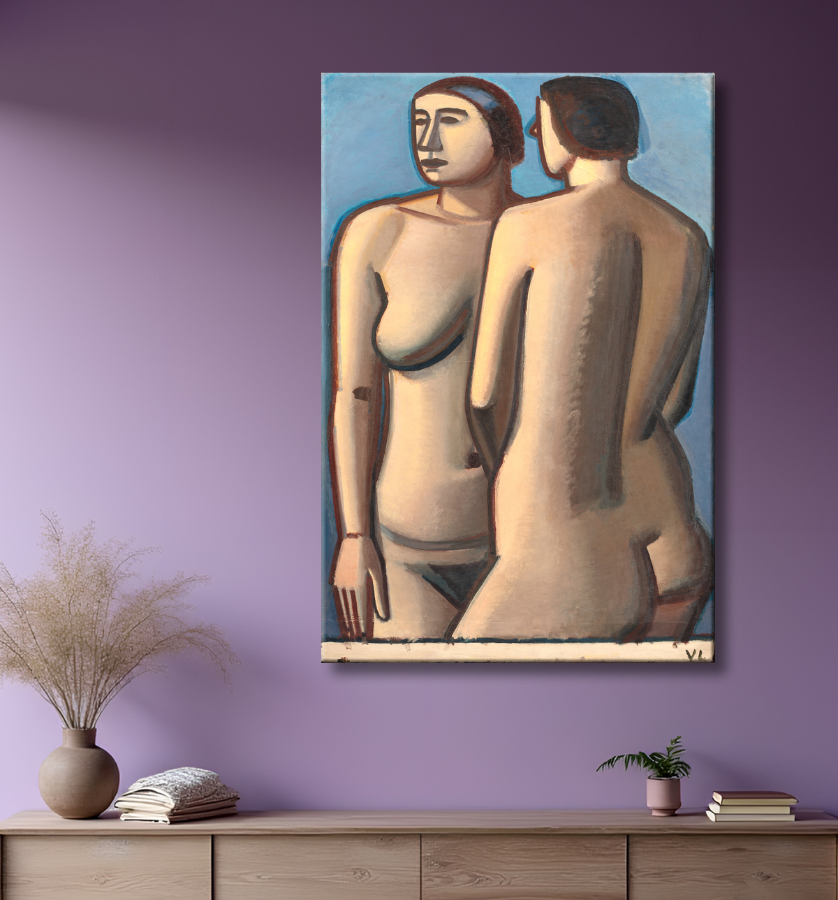 Reproduction deux nus féminins de Lundstrøm, Vilhelm avec decor
