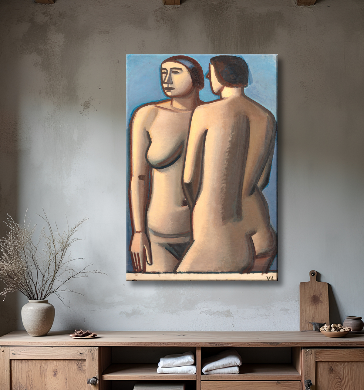 Reproduction deux nus féminins de Lundstrøm, Vilhelm avec decor