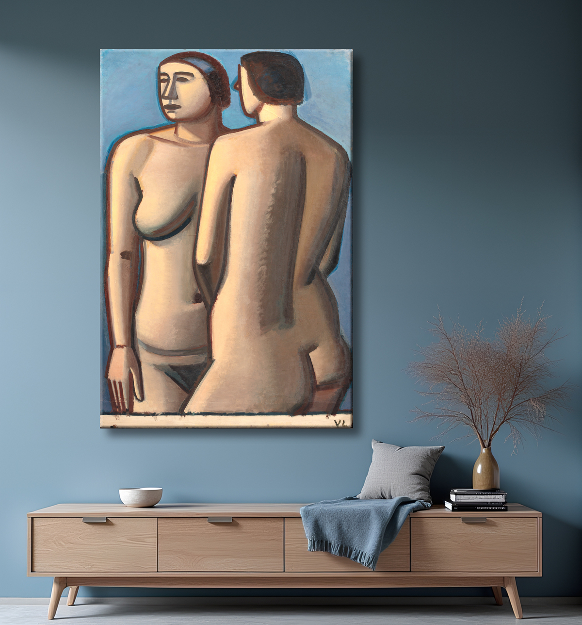 Reproduction deux nus féminins de Lundstrøm, Vilhelm avec decor