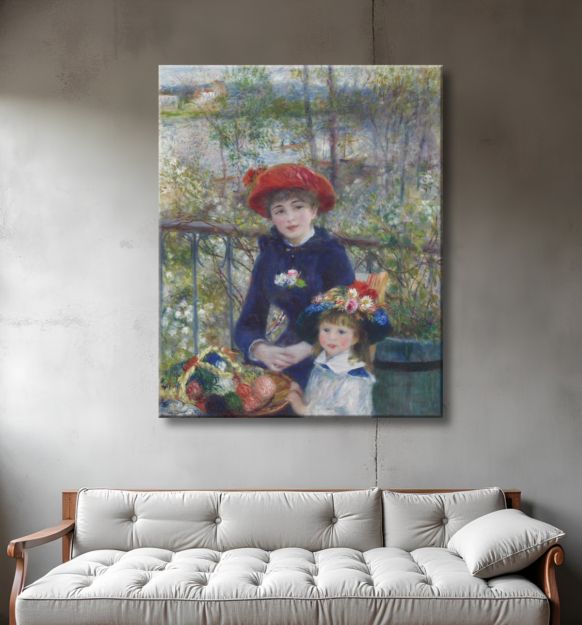 Reproduction Deux Sœurs (Sur la Terrasse) de Pierre-Auguste Renoir avec decor