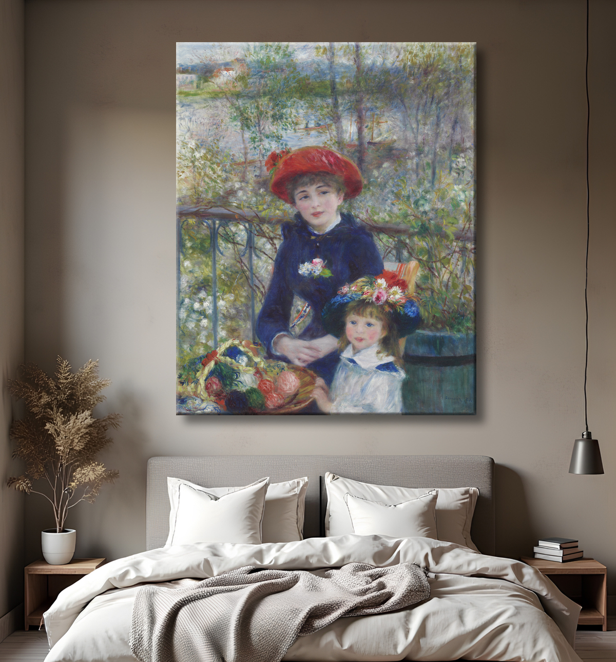 Reproduction Deux Sœurs (Sur la Terrasse) de Pierre-Auguste Renoir avec decor