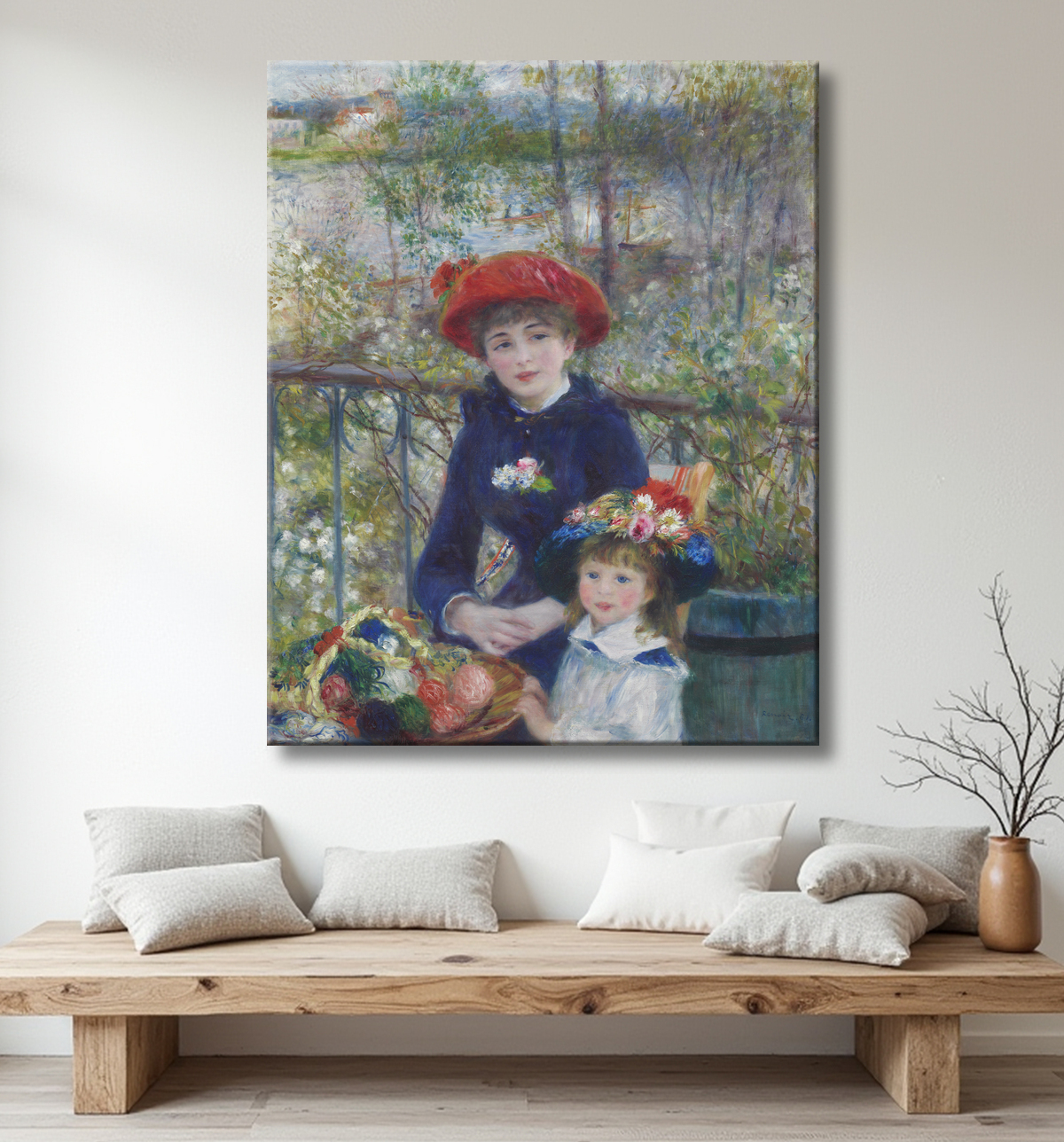 Reproduction Deux Sœurs (Sur la Terrasse) de Pierre-Auguste Renoir avec decor