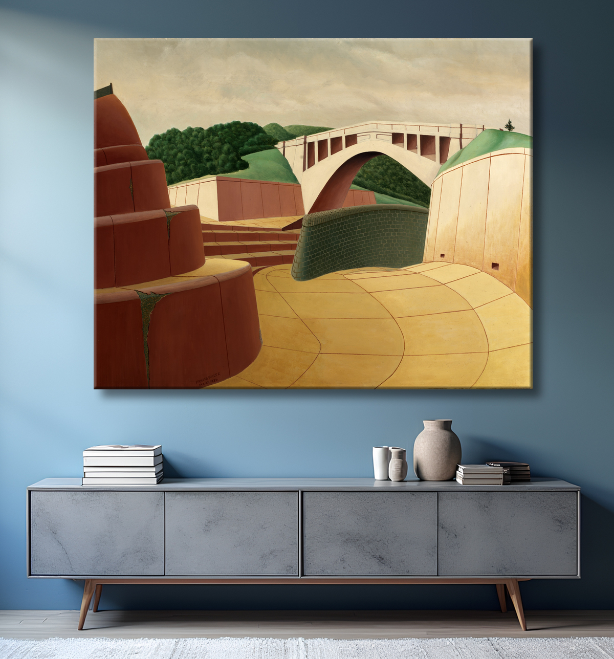 Reproduction Déversoir, barrage Ashokan de Arnold Wiltz, born Berlin, Germany 1889-died Kingston, NY 1937 avec decor