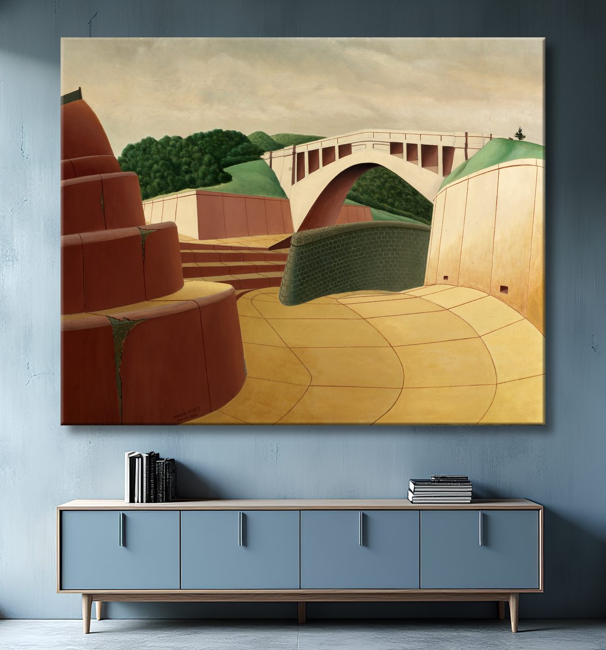 Reproduction Déversoir, barrage Ashokan de Arnold Wiltz, born Berlin, Germany 1889-died Kingston, NY 1937 avec decor