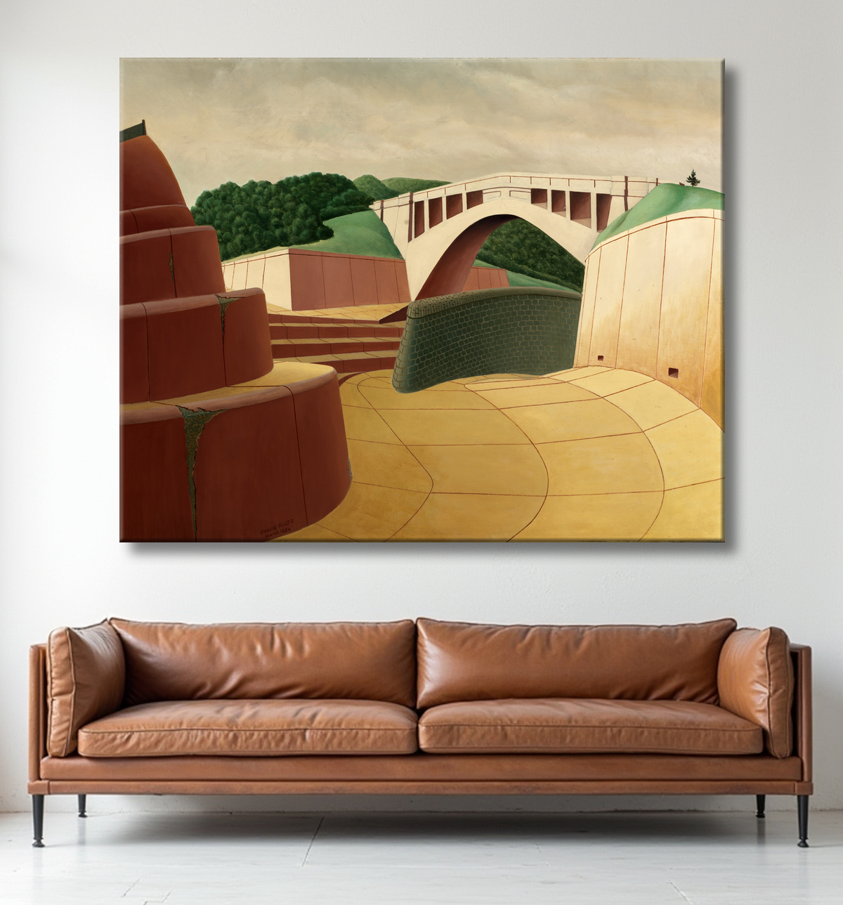 Reproduction Déversoir, barrage Ashokan de Arnold Wiltz, born Berlin, Germany 1889-died Kingston, NY 1937 avec decor