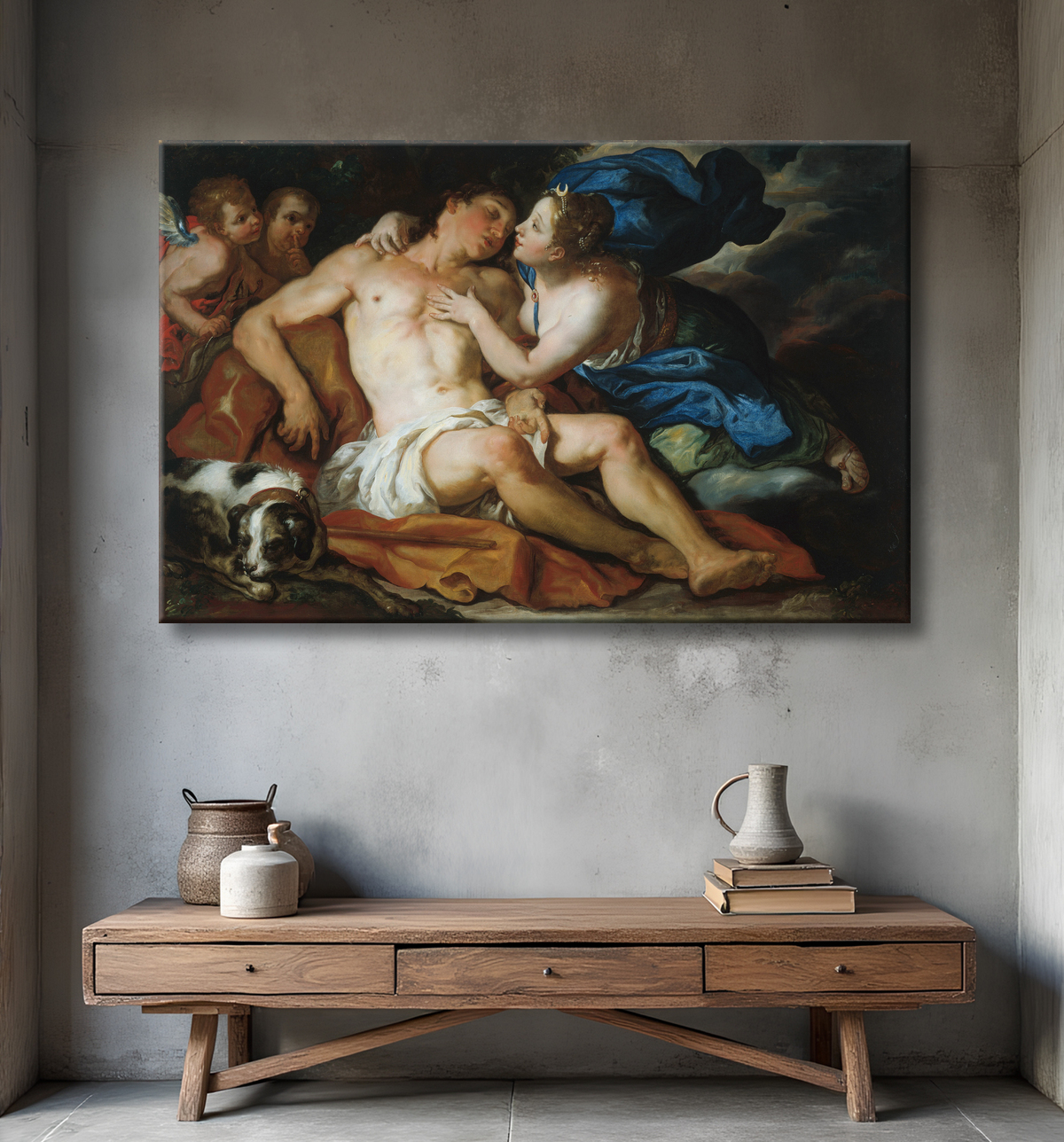 Reproduction Diane et Endymion de Johann Michael Rottmayr avec decor
