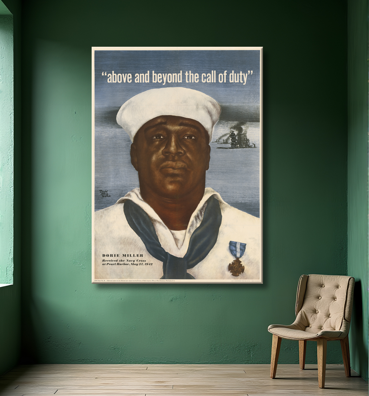 Reproduction Dorie Miller de David Stone Martin, 1913 - 1992 avec decor