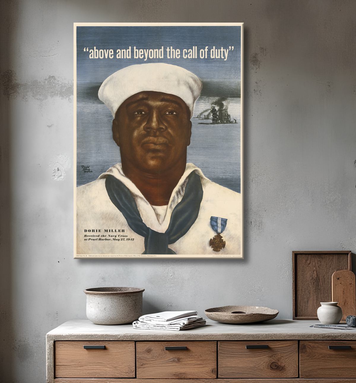 Reproduction Dorie Miller de David Stone Martin, 1913 - 1992 avec decor