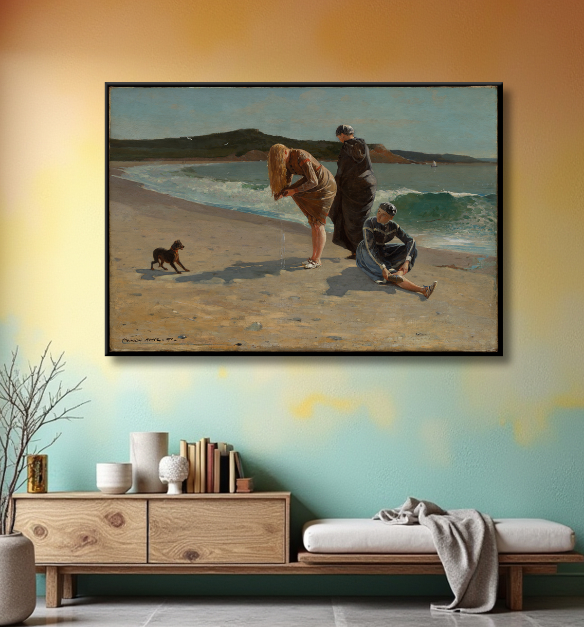 Reproduction Eagle Head, Manchester, Massachusetts (marée haute) de Winslow Homer avec decor