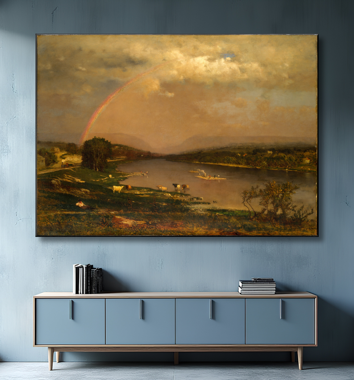 Reproduction Écart d'eau du Delaware de George Inness avec decor