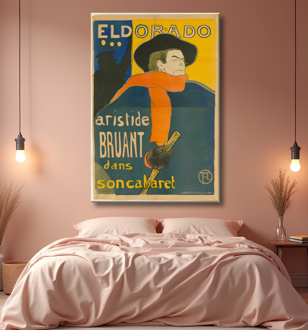 Reproduction Eldorado: Aristide Bruant de Henri de Toulouse-Lautrec avec decor