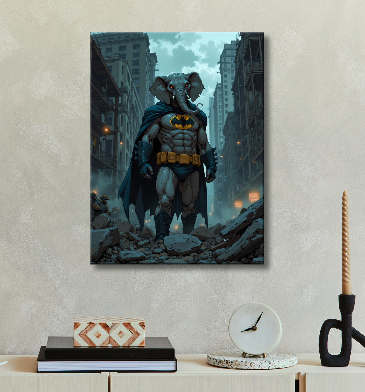 Tableau éléphant super-héros | Décoration originale et expressive avec decor