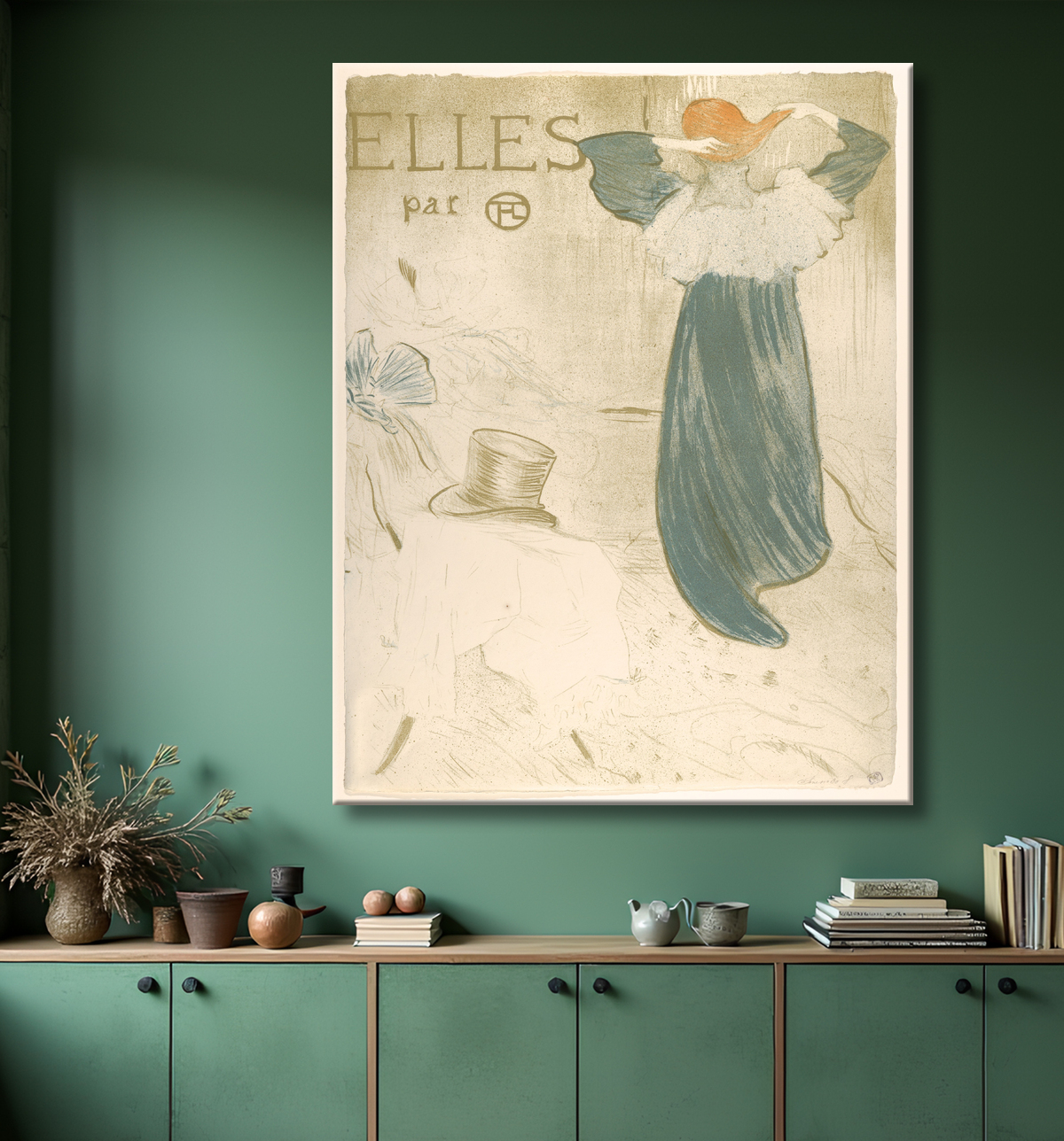Reproduction Elles (portfolio cover) de Henri de Toulouse-Lautrec avec decor