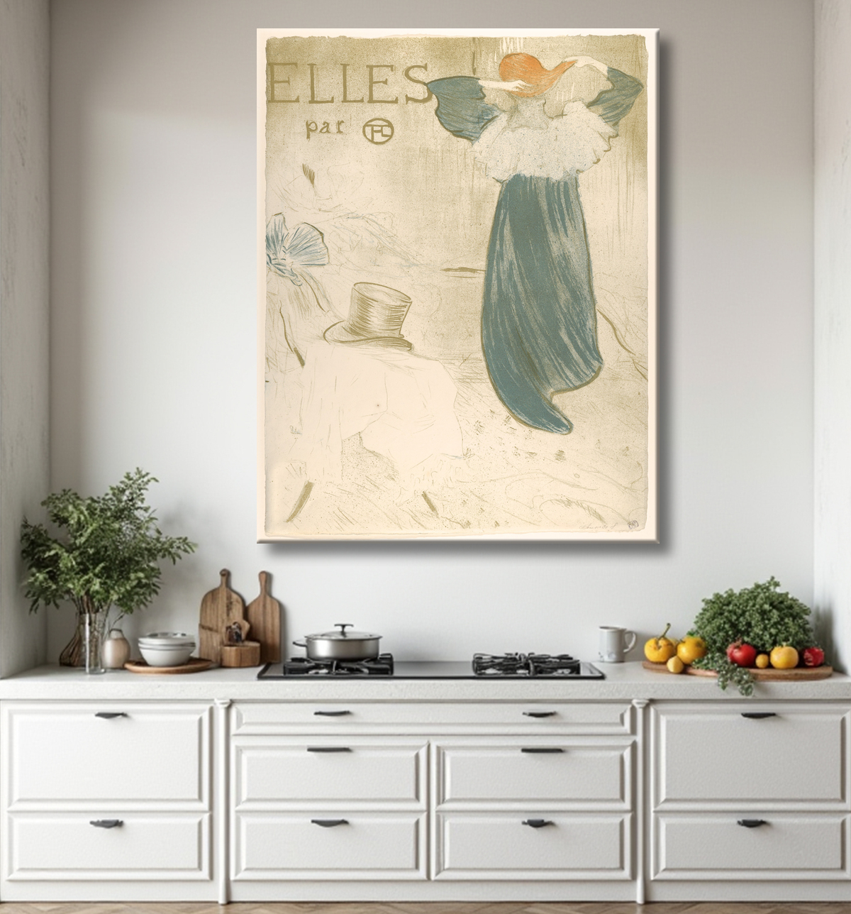 Reproduction Elles (portfolio cover) de Henri de Toulouse-Lautrec avec decor