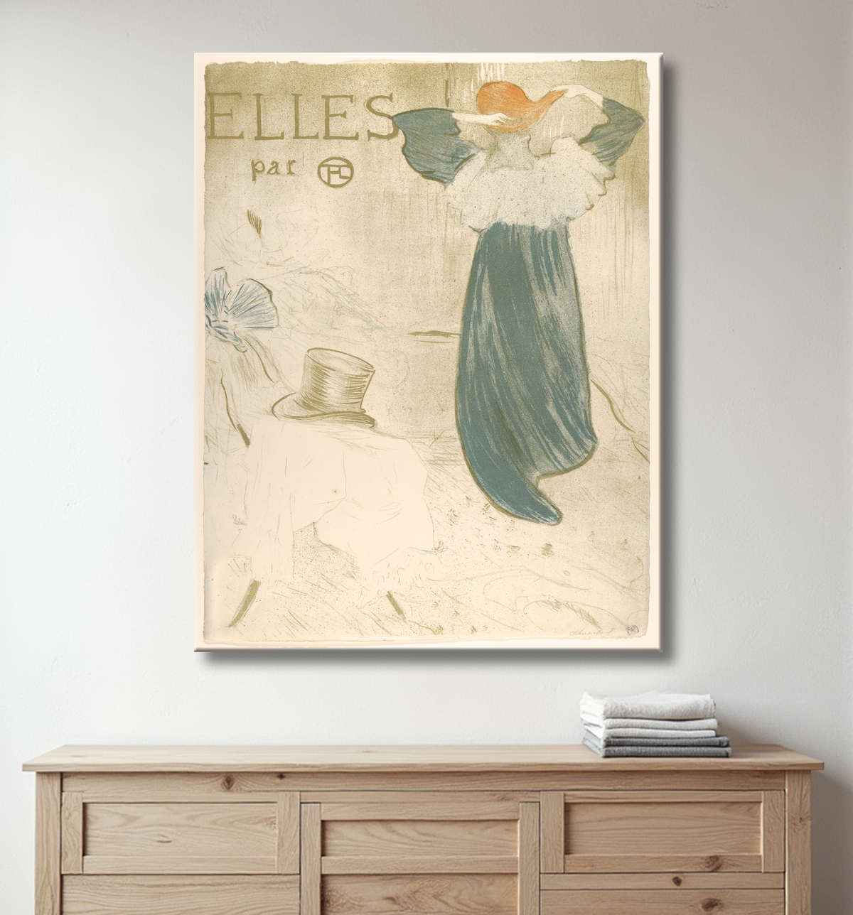Reproduction Elles (portfolio cover) de Henri de Toulouse-Lautrec avec decor